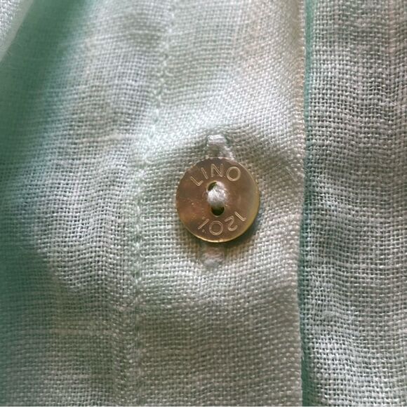 120% Lino Light Green Button Down Shirt - Picture 4 of 10